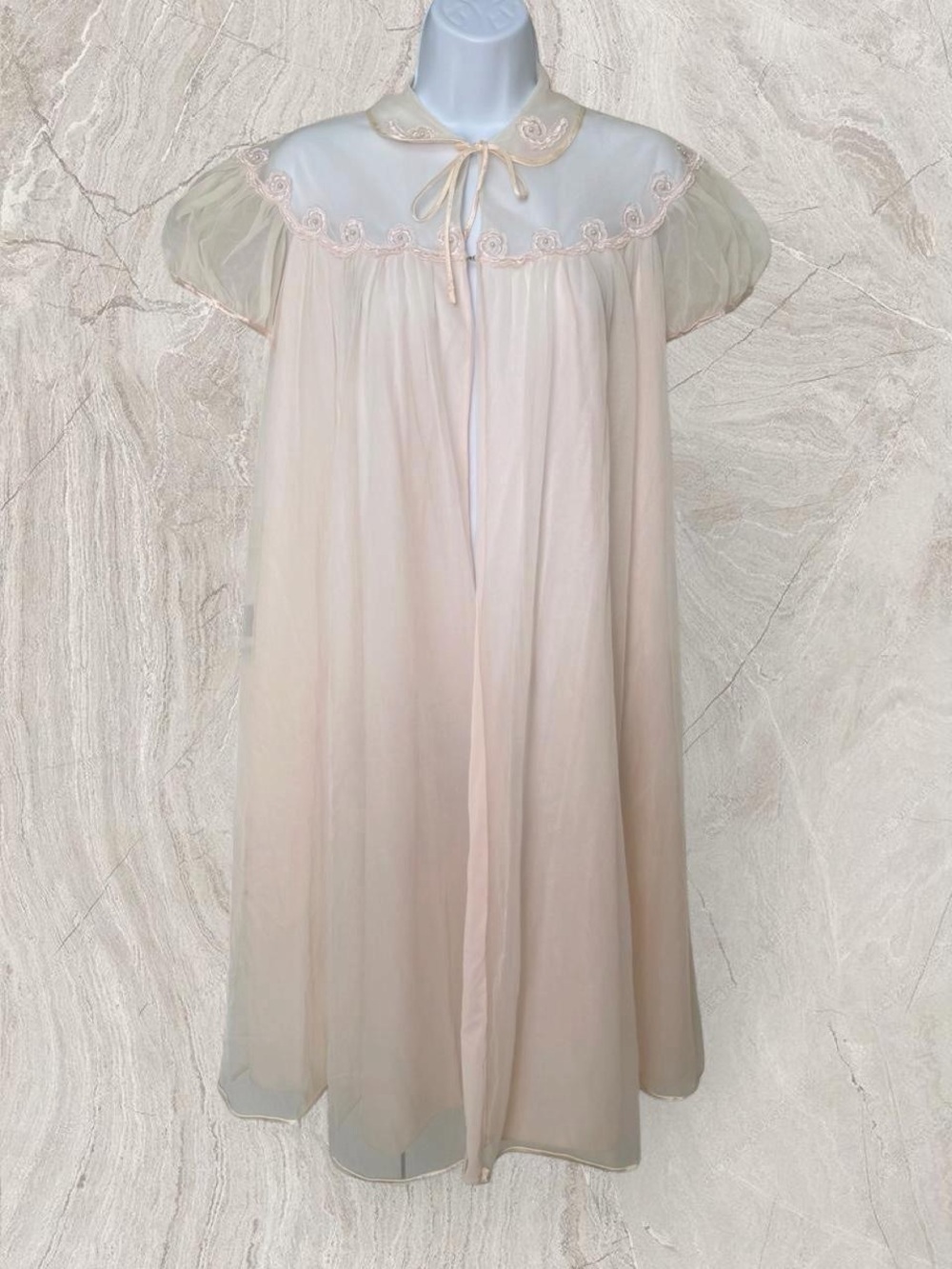 1950s Sheer Vintage Women's Rose Pink Peignoir Dress Night Robe